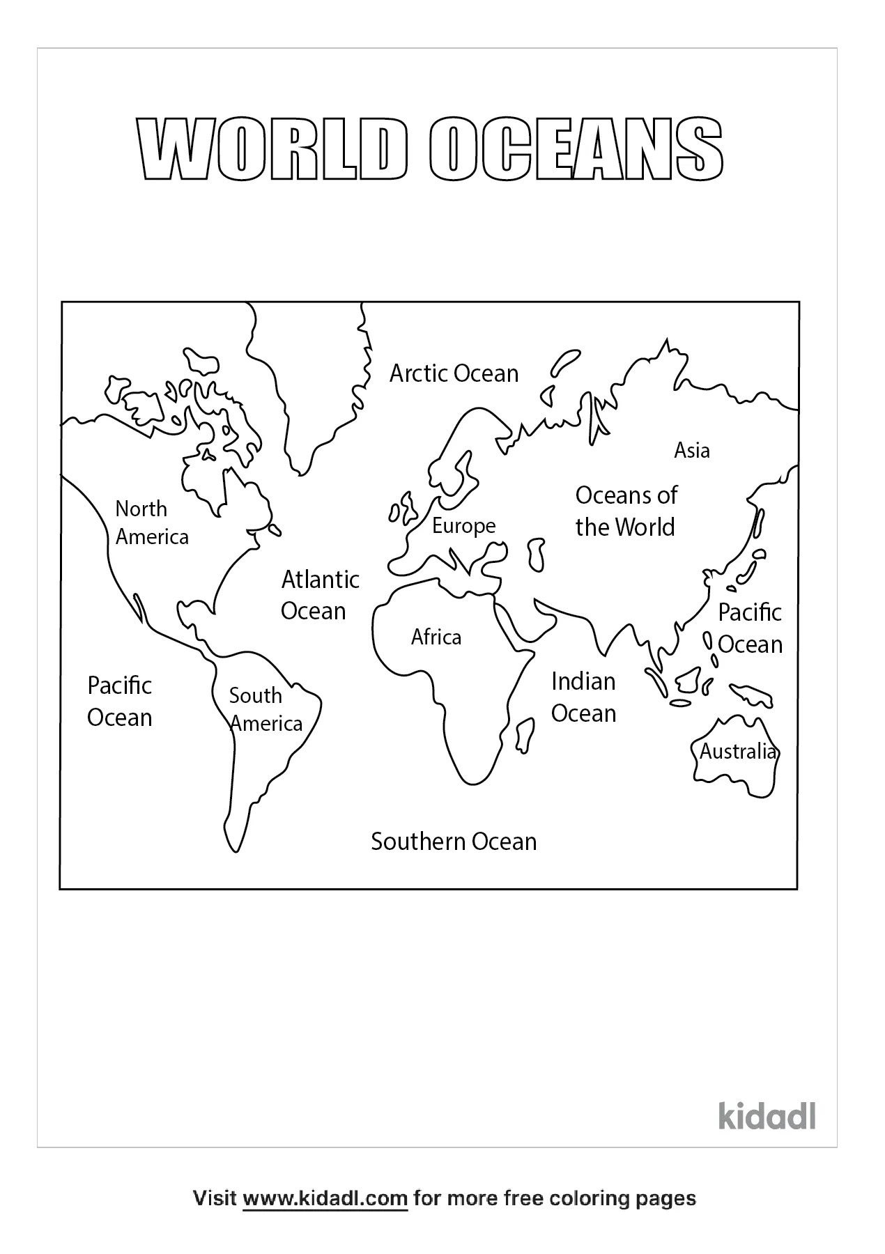 World Oceans Coloring Page