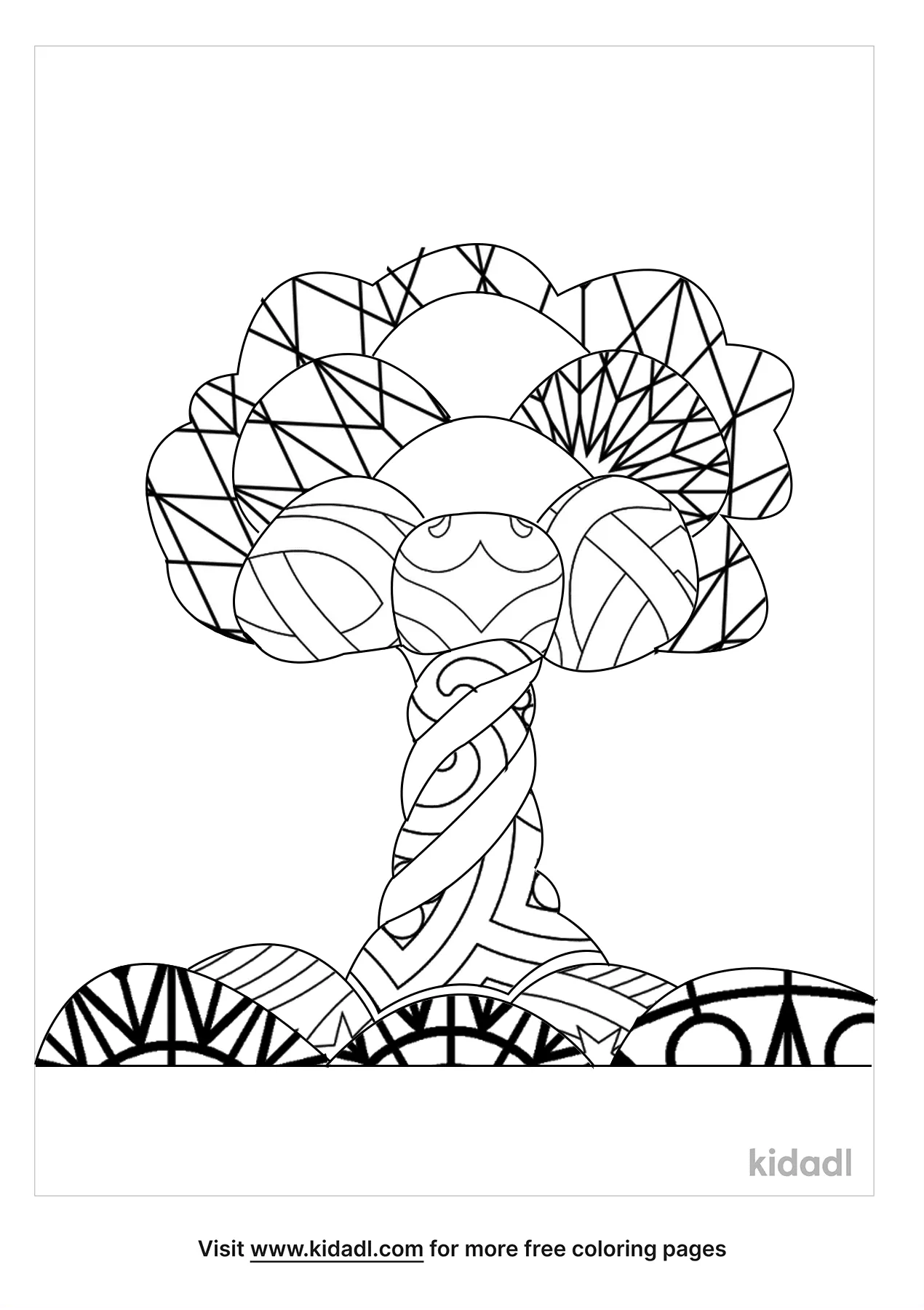 zentangle coloring pages tree outlines
