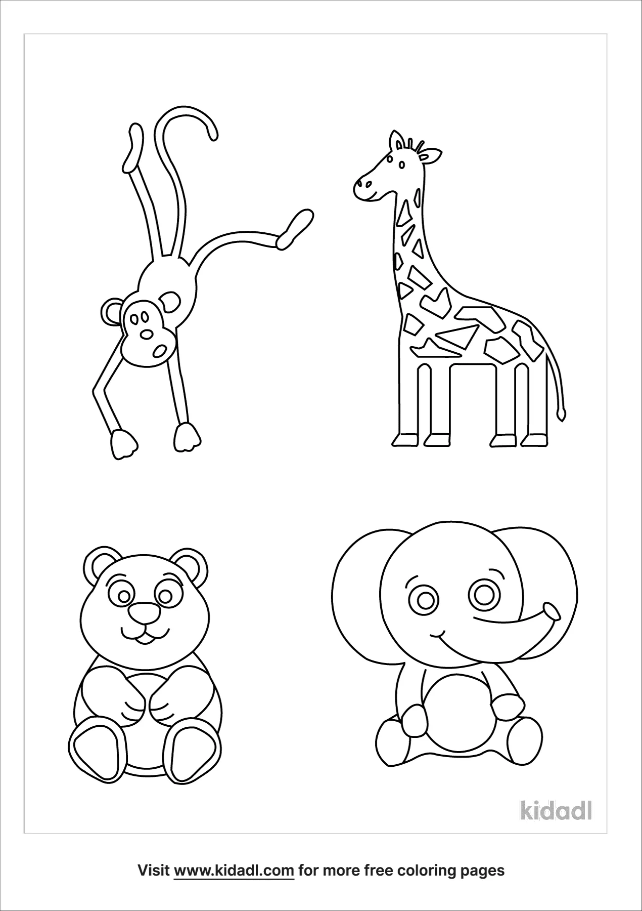 Free Zoo Animals Coloring Page | Coloring Page Printables | Kidadl